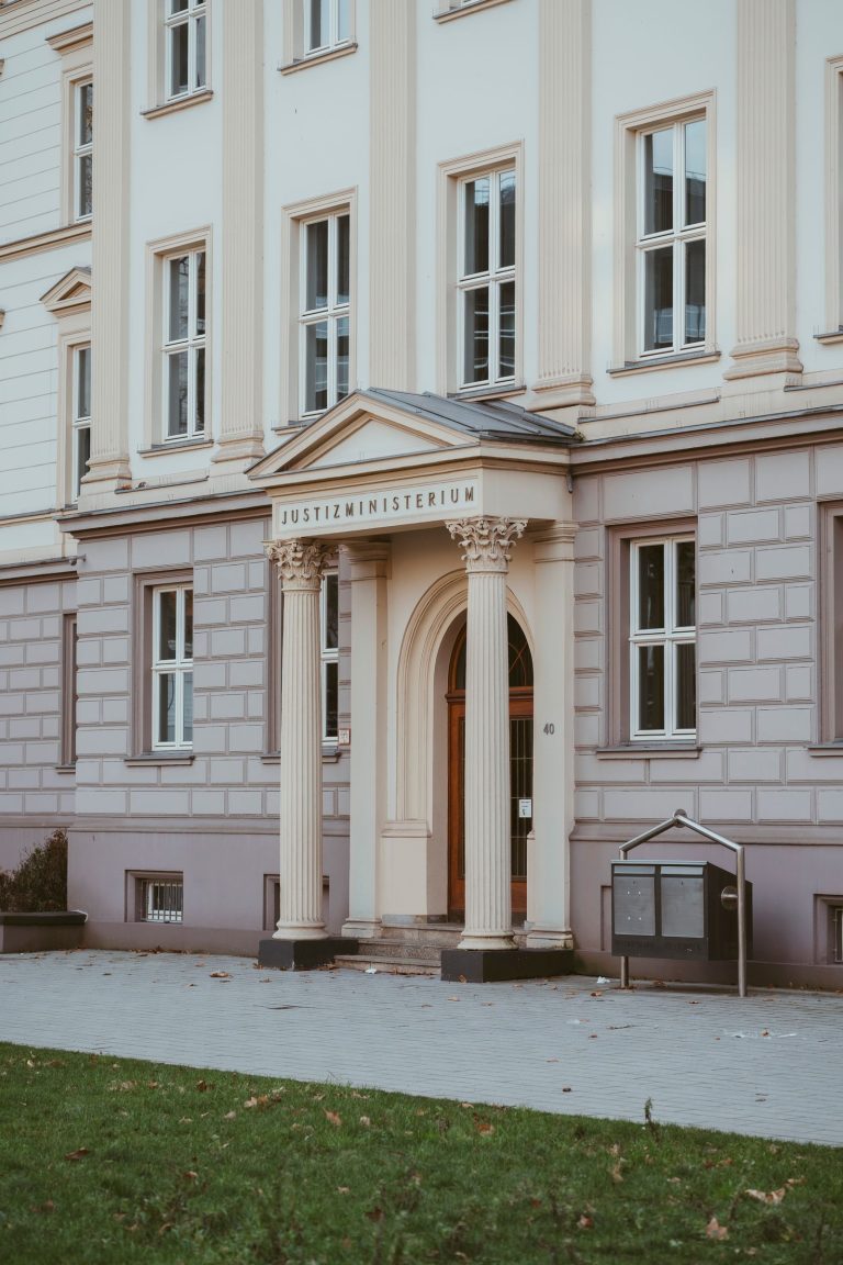 Elegant government ministry building facade representing new visa regulations