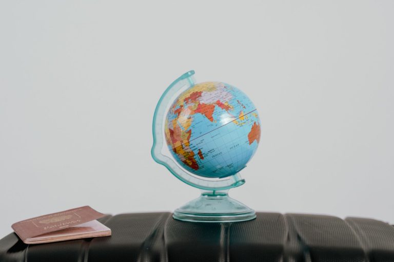 Passport and travel documents laid out for an international application